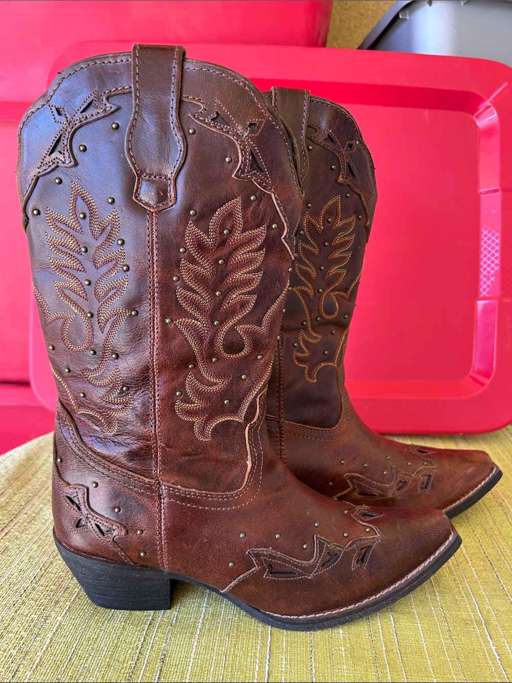 Laredo Brown Embroidered Western Heeled Boots